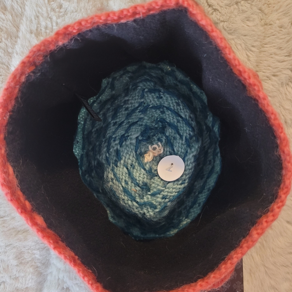 Sundance Blue and Pink Floral Knit Beanie - Picture 5 of 10